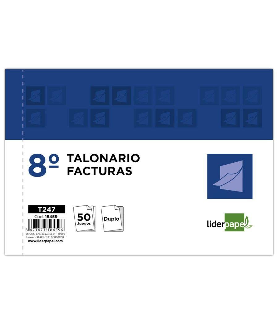 Talonario liderpapel facturas 8º original y copia t247 apaisado sin i.v.a - Imagen 1