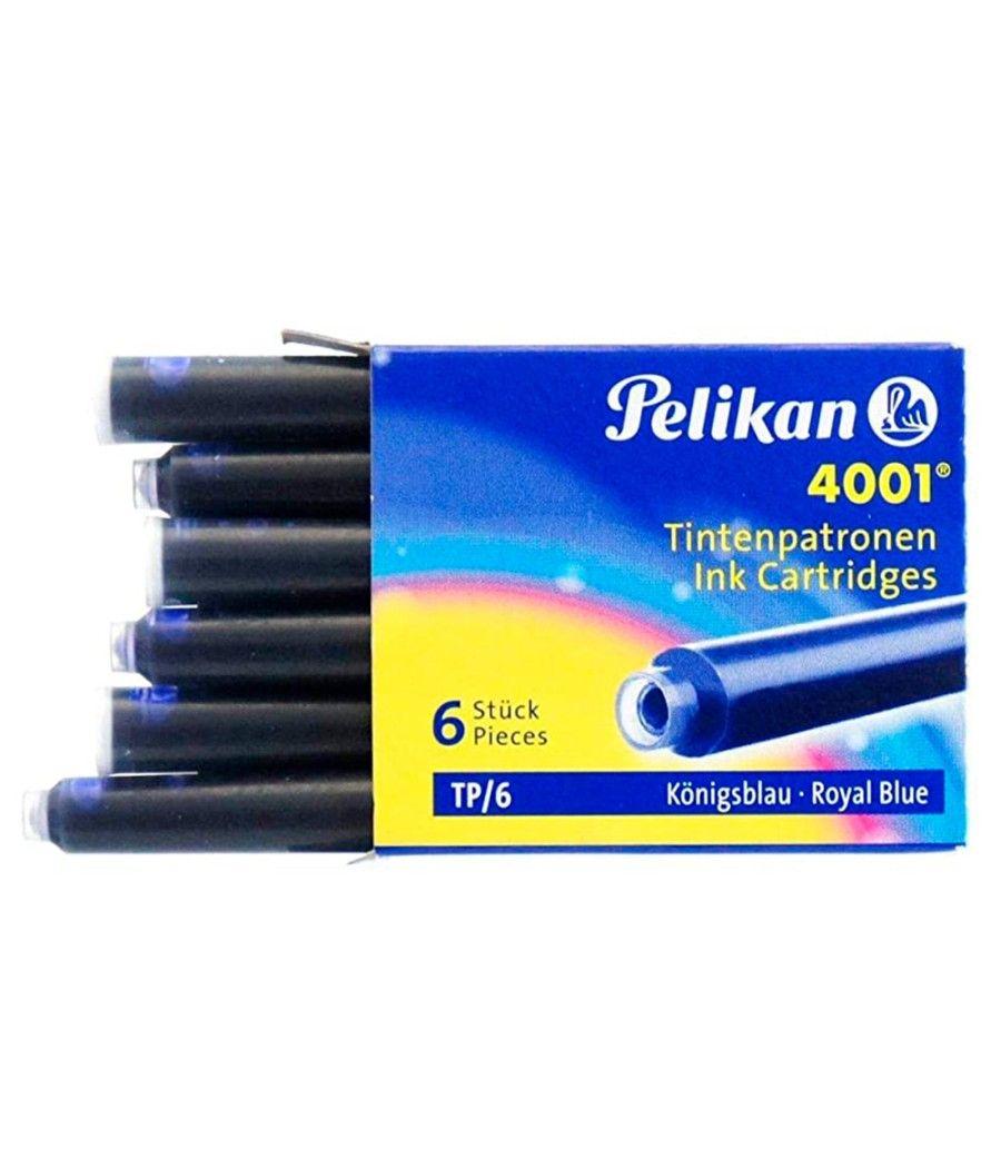 Tinta para plumas pelikan azul real caja 6 cartuchos - Imagen 1