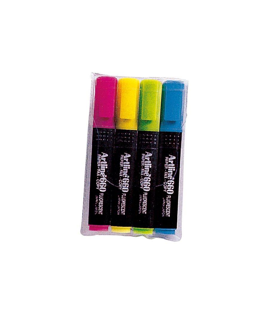 Rotulador artline fluorescente ek-660 4 -punta biselada -bolsa de 4 rotuladores - Imagen 1