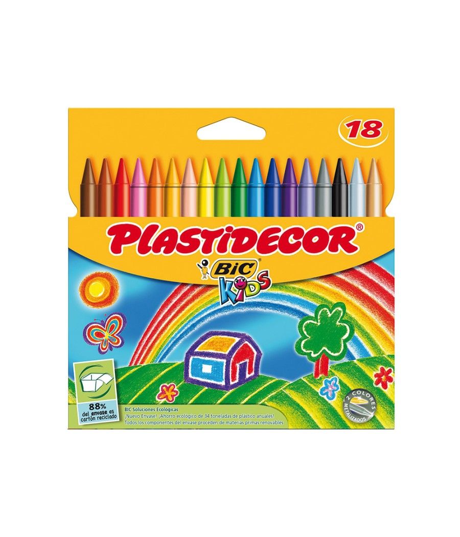 Lápices cera plastidecor caja de 18 colores - Imagen 1