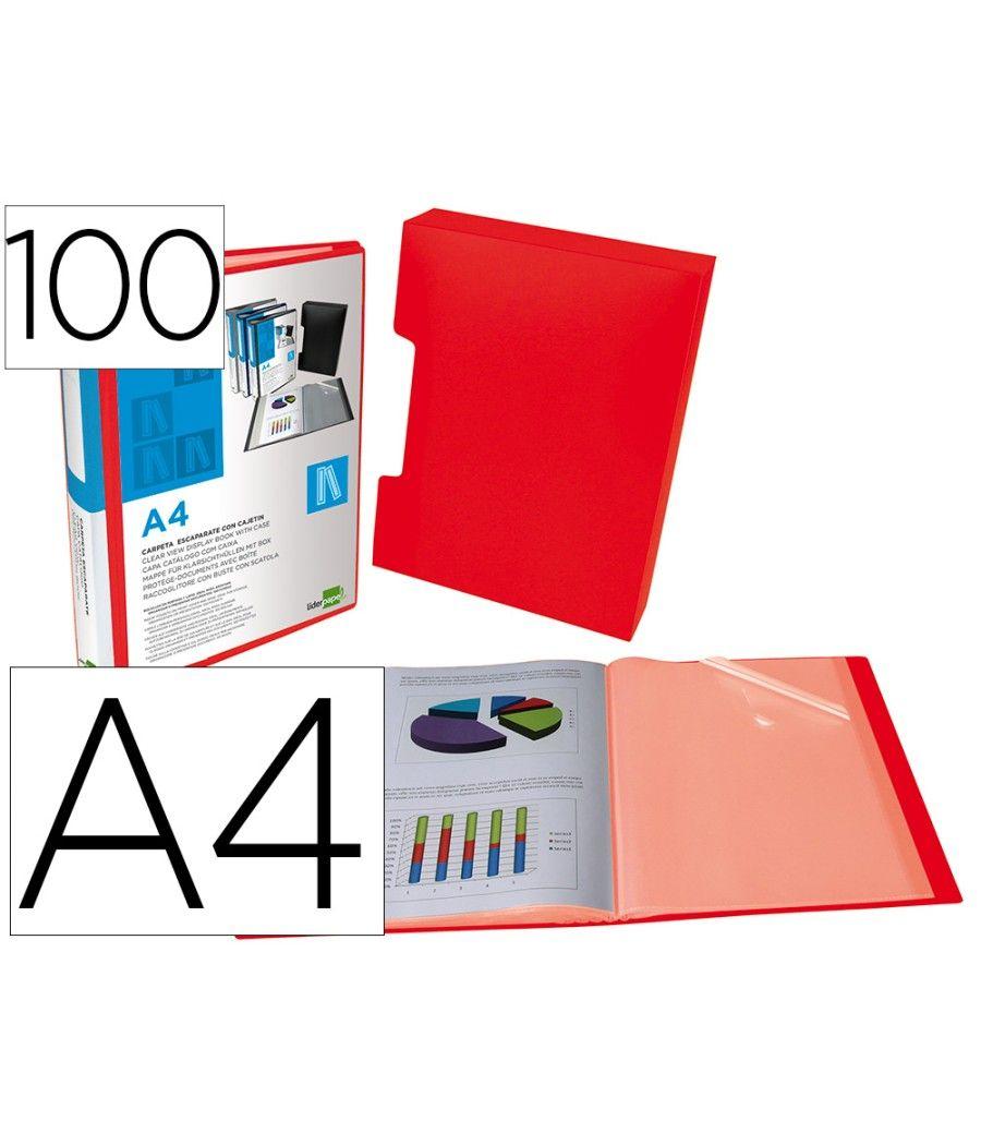 Carpeta liderpapel personaliza 100 fundas polipropilenodin a4 rojo translucido con cajetin - Imagen 1