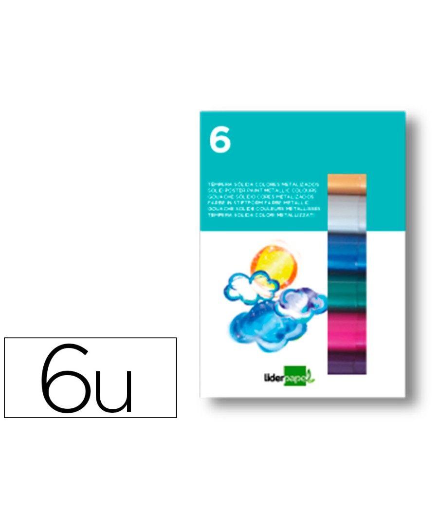 Tempera solida en barra liderpapel escolar 10 gr caja de 6 colores surtidos - Imagen 1