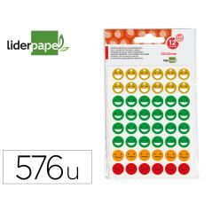 Gomets escolar liderpapel caras bolsa de 12 hojas 48 caras por hoja colores surtidos - Imagen 1