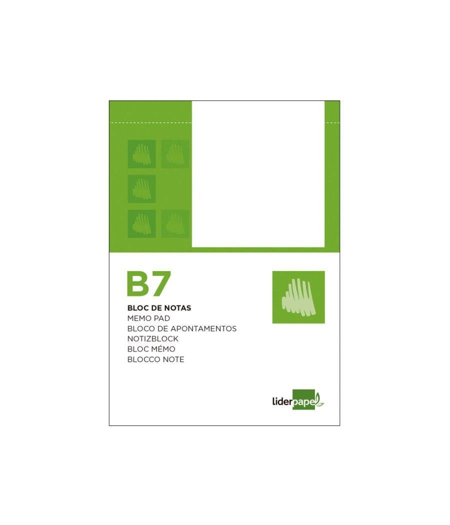 Bloc notas liderpapel liso b7 80 hojas 60g/m2 perforado - Imagen 1