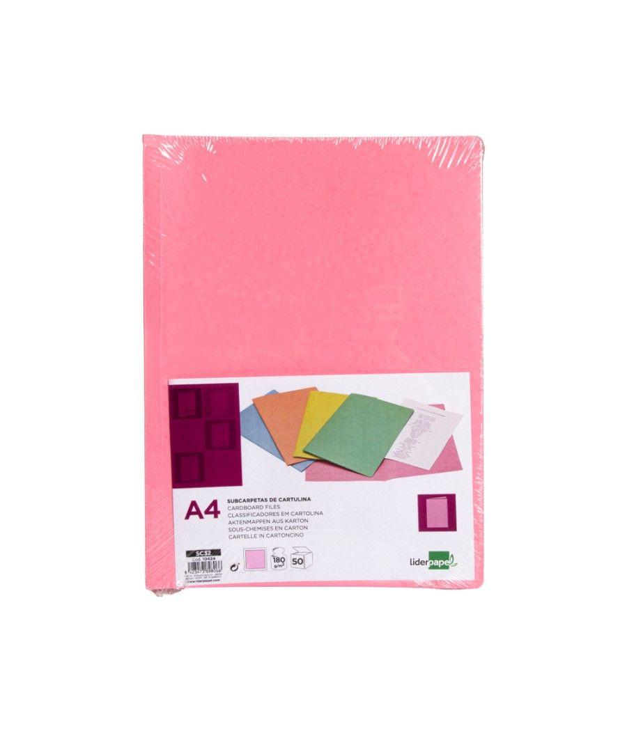 Subcarpeta liderpapel a4 rosa pastel 180g/m2 - Imagen 1