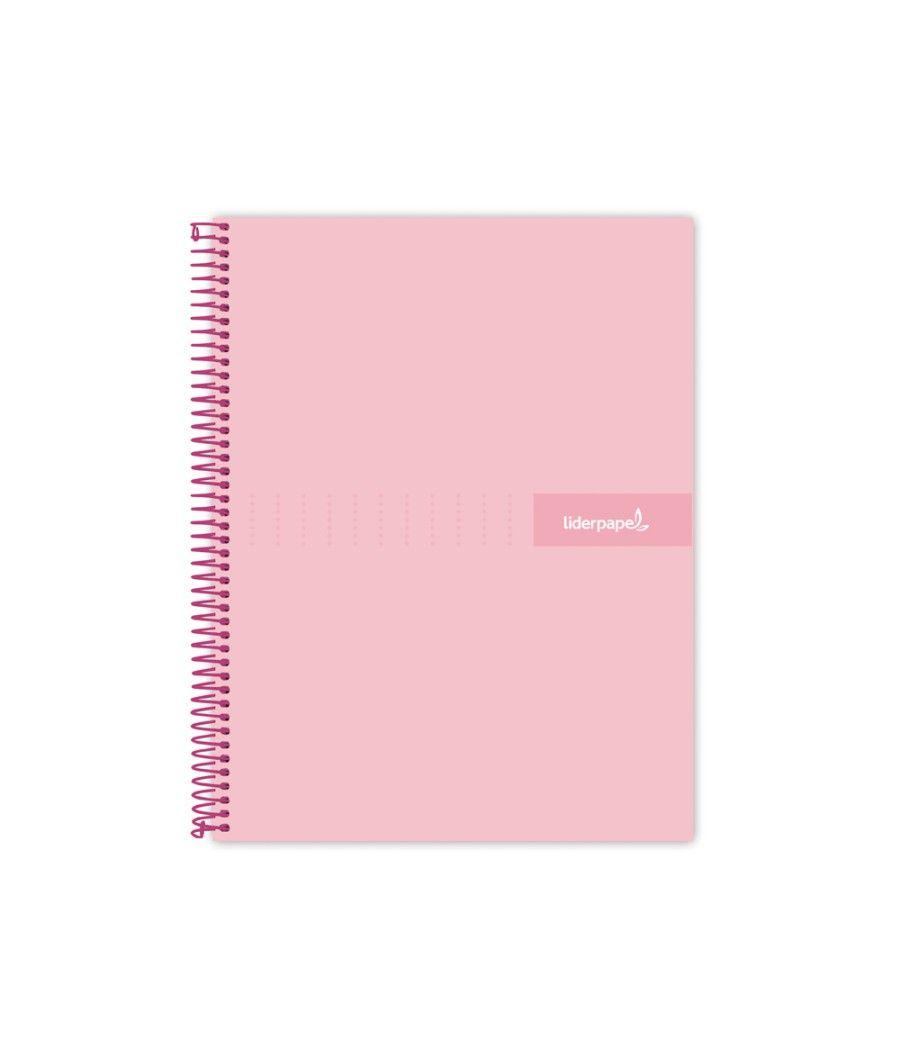 Cuaderno espiral liderpapel a4 micro crafty tapa forrada 120h 90 gr cuadro 5 mm 5 bandas 4 colores color rosa - Imagen 1