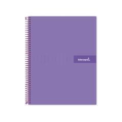 Cuaderno espiral liderpapel a4 micro crafty tapa forrada 120h 90gr cuadro 5mm 5 bandas 4 taladros color violeta - Imagen 1