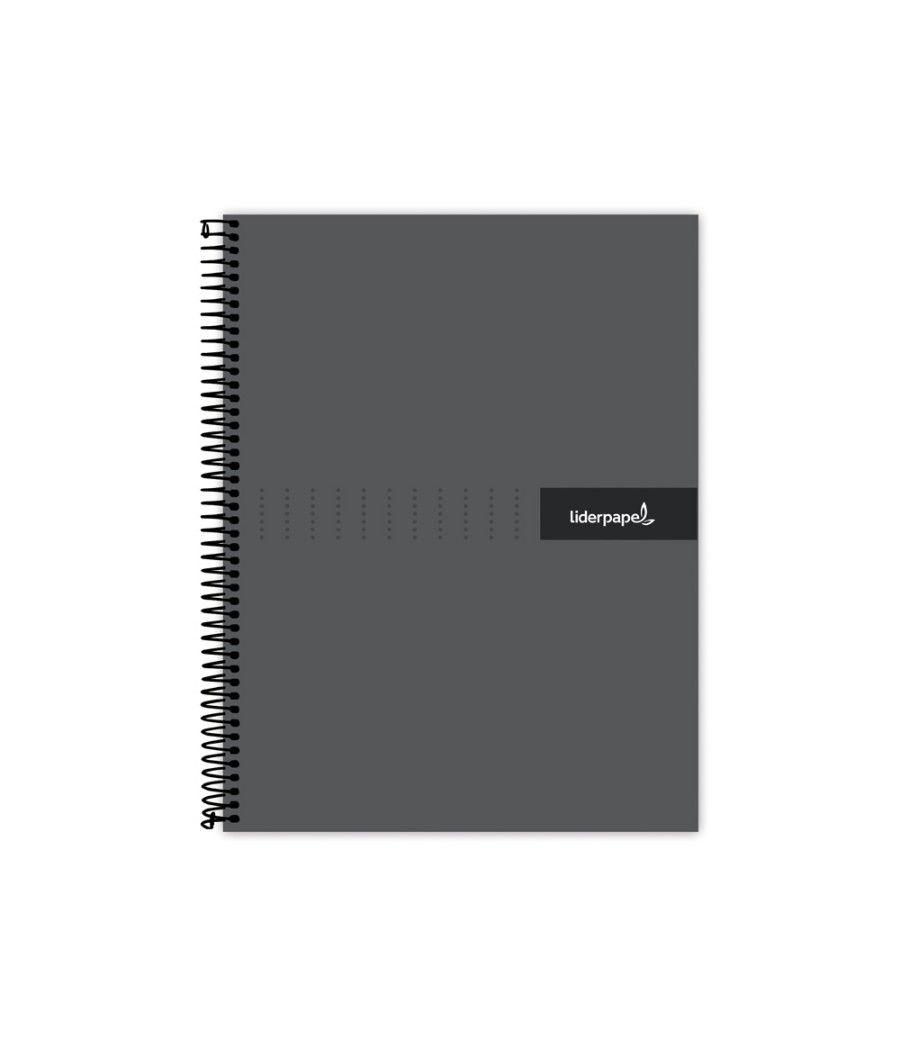 Cuaderno espiral liderpapel a4 micro crafty tapa forrada 120h 90 gr cuadro 5 mm 5 bandas 4 colores color negro - Imagen 1