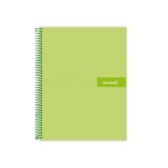 Cuaderno espiral liderpapel a4 micro crafty tapa forrada 120h 90 gr cuadro 5 mm 5 bandas 4 colores color verde - Imagen 1