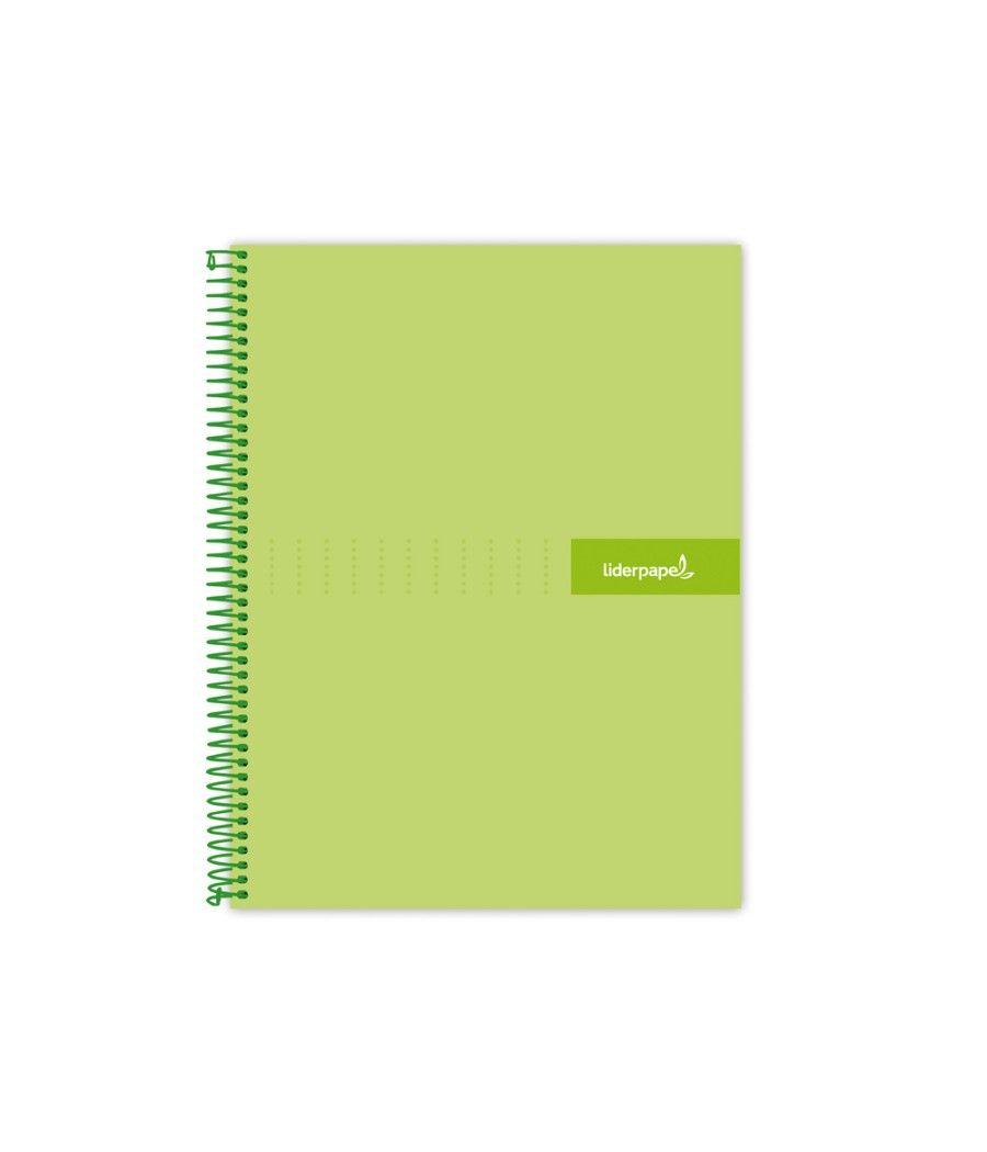 Cuaderno espiral liderpapel a4 micro crafty tapa forrada 120h 90 gr cuadro 5 mm 5 bandas 4 colores color verde - Imagen 1