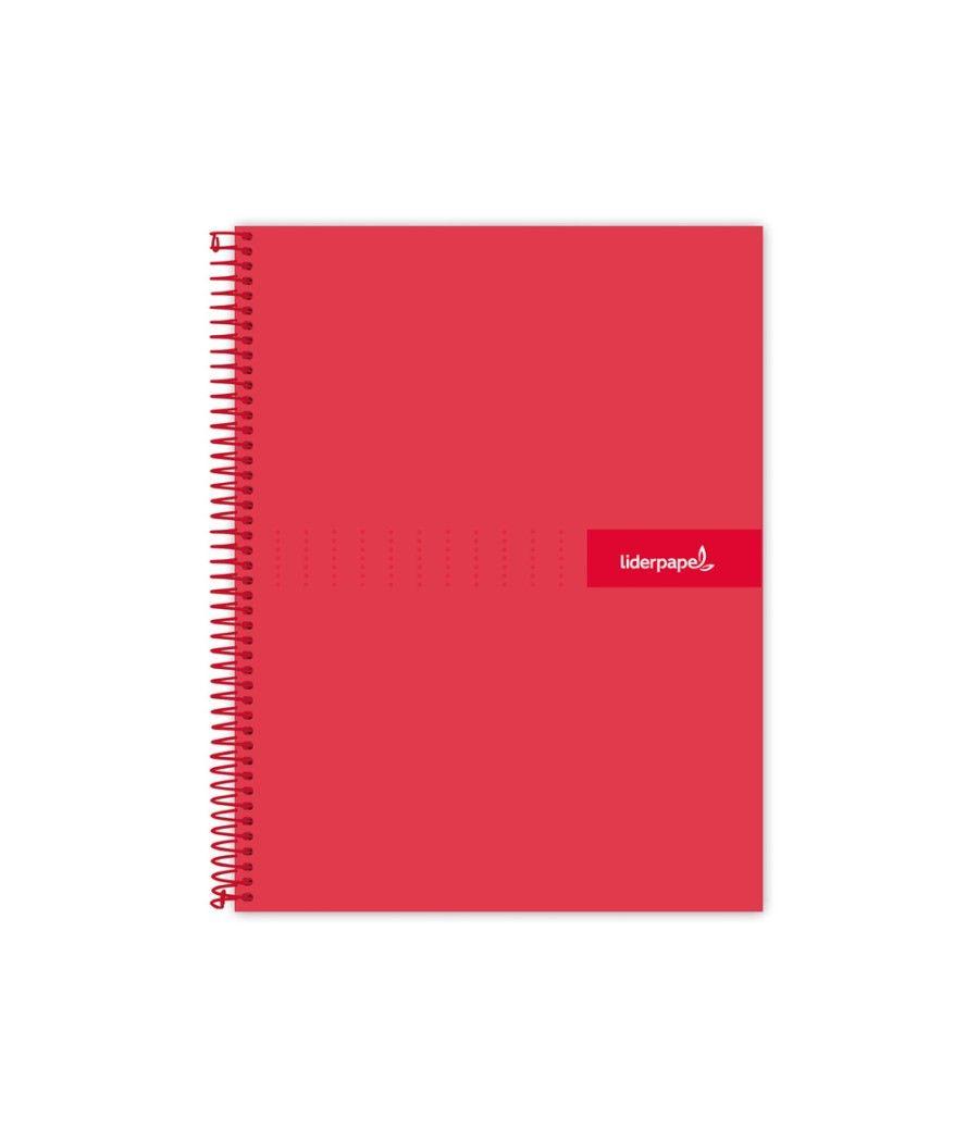 Cuaderno espiral liderpapel a4 micro crafty tapa forrada 120h 90 gr cuadro 5 mm 5 bandas 4 colores color rojo - Imagen 1