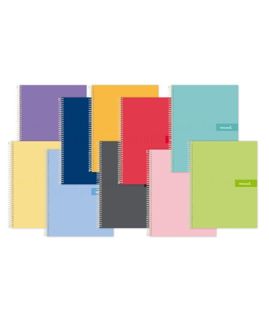 Cuaderno espiral liderpapel a4 crafty tapa forrada 80h 90 gr rayado horizontal con margen colores surtidos - Imagen 1