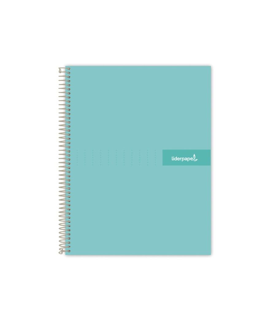 Cuaderno espiral liderpapel a4 crafty tapa forrada 80h 90 gr cuadro 4mm con margen color turquesa - Imagen 1