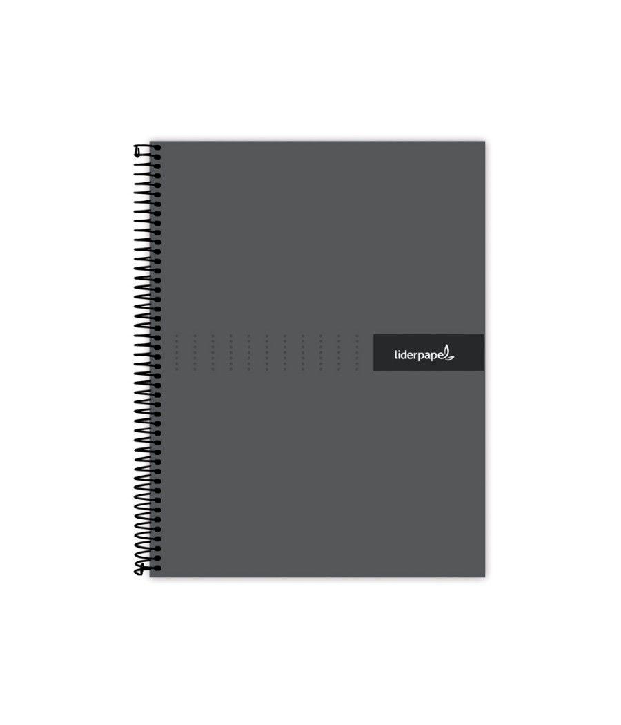 Cuaderno espiral liderpapel a4 crafty tapa forrada 80h 90 gr cuadro 4mm con margen color negro - Imagen 1