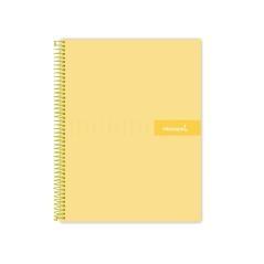 Cuaderno espiral liderpapel a4 crafty tapa forrada 80h 90 gr cuadro 4mm con margen color amarillo - Imagen 1