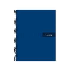 Cuaderno espiral liderpapel a4 crafty tapa forrada 80h 90 gr cuadro 4mm con margen color azul marino - Imagen 1