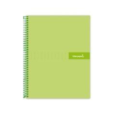 Cuaderno espiral liderpapel a4 crafty tapa forrada 80h 90 gr cuadro 4mm con margen color verde - Imagen 1