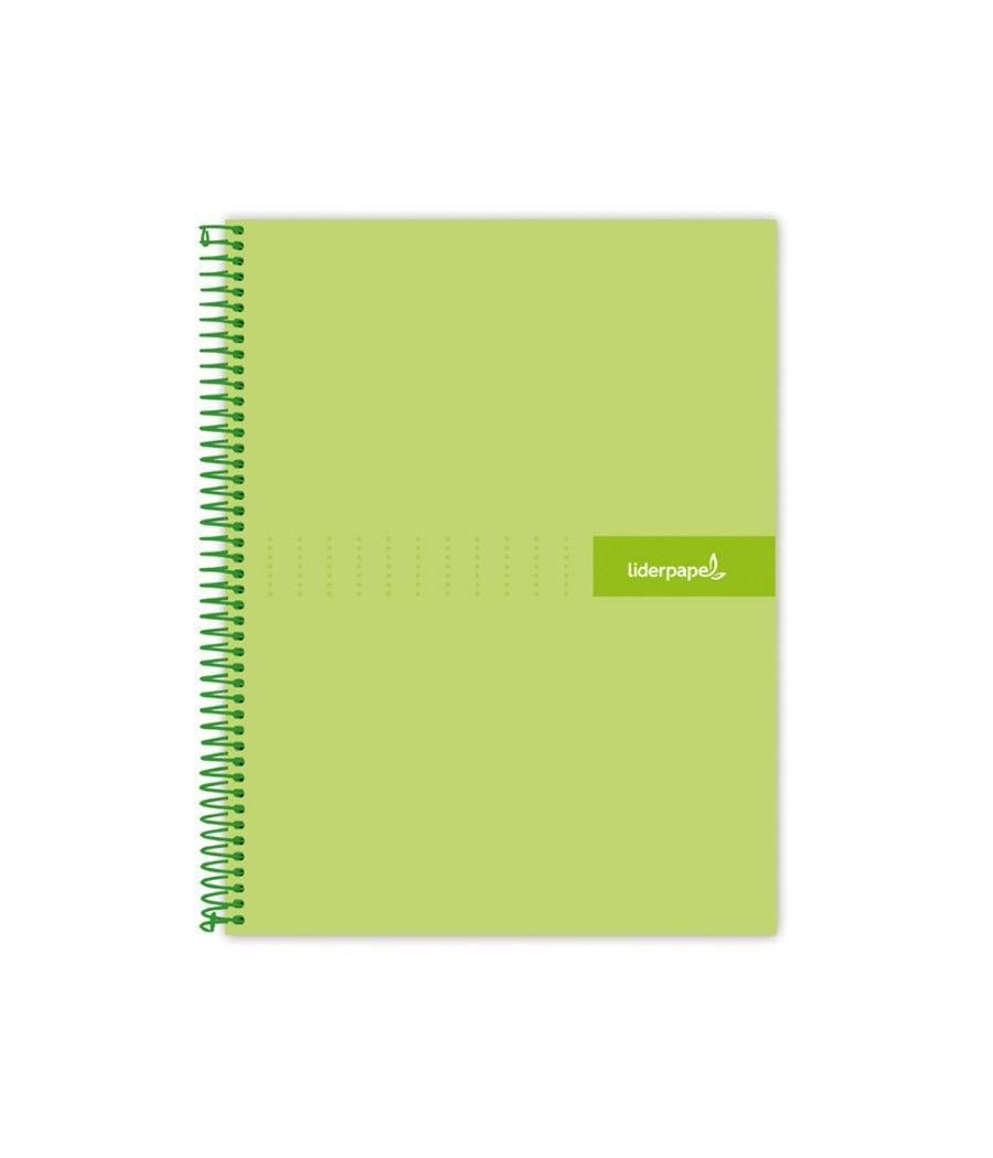 Cuaderno espiral liderpapel a4 crafty tapa forrada 80h 90 gr cuadro 4mm con margen color verde - Imagen 1