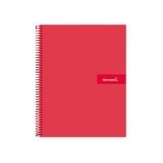 Cuaderno espiral liderpapel a4 crafty tapa forrada 80h 90 gr cuadro 4mm con margen color roja - Imagen 1