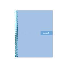 Cuaderno espiral liderpapel a4 crafty tapa forrada 80h 90 gr cuadro 4mm con margen color celeste - Imagen 1
