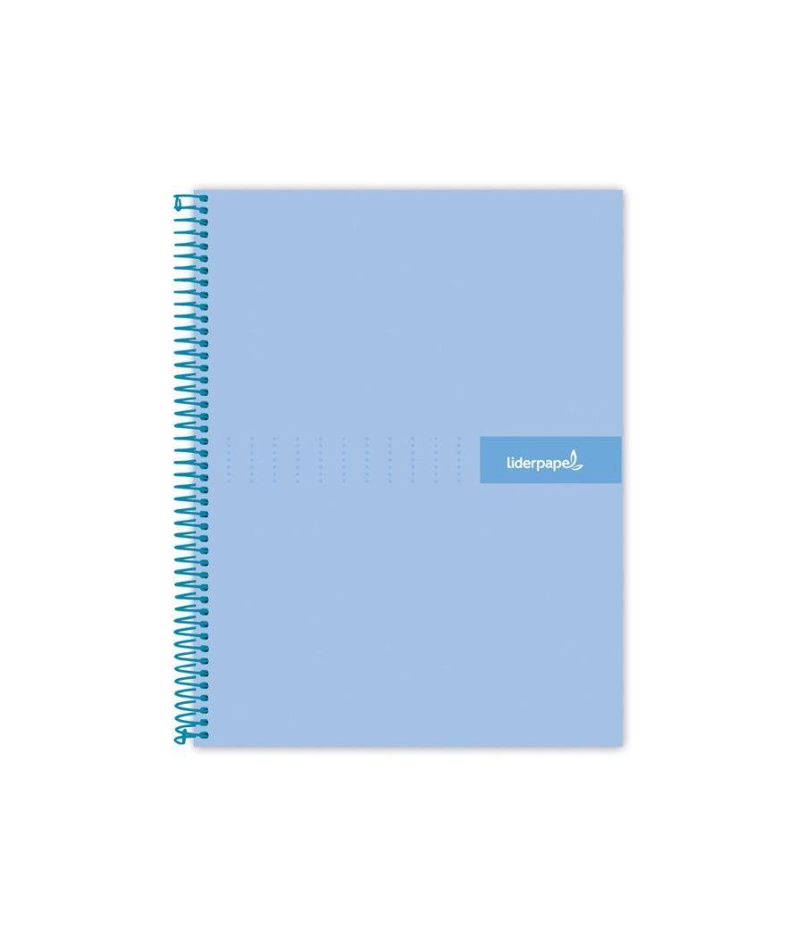 Cuaderno espiral liderpapel a4 crafty tapa forrada 80h 90 gr cuadro 4mm con margen color celeste - Imagen 1