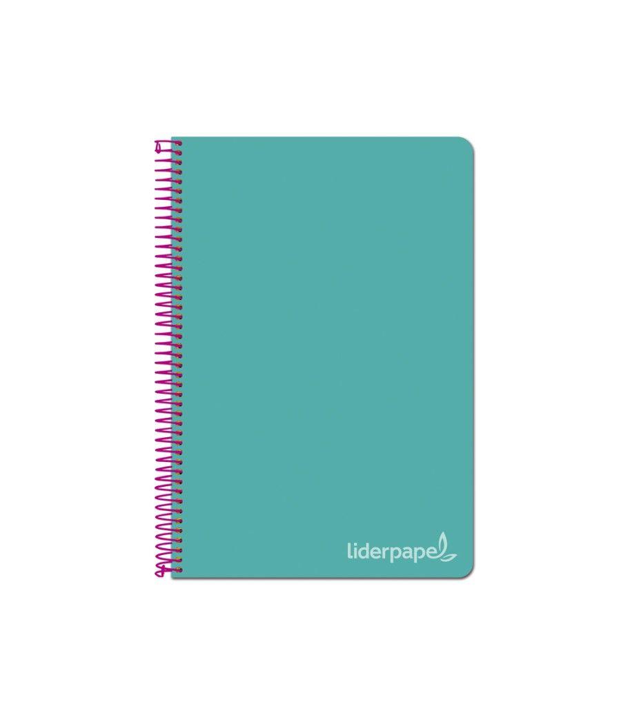 Cuaderno espiral liderpapel folio witty tapa dura 80h 75gr cuadro 4mm con margen color turquesa - Imagen 1