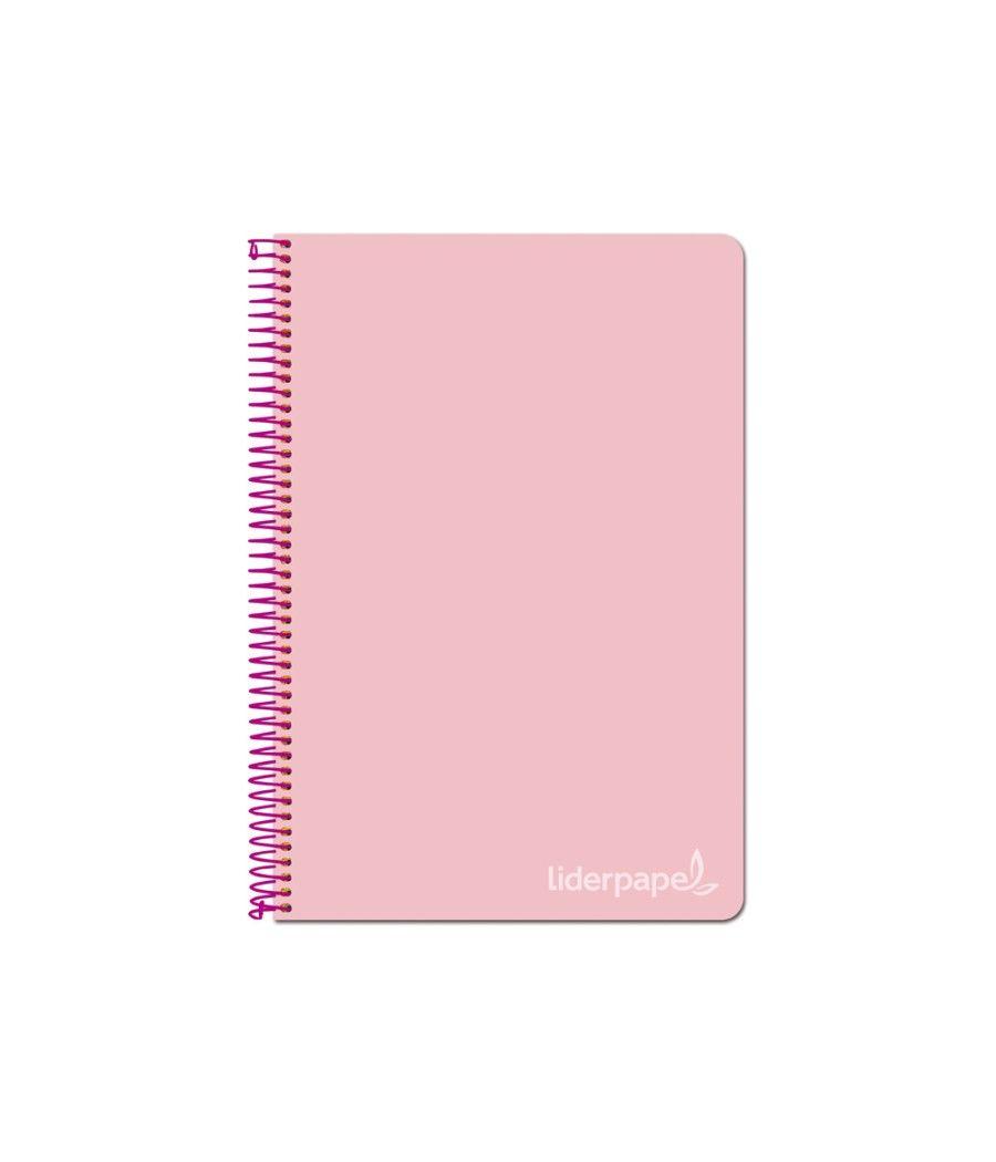 Cuaderno espiral liderpapel folio witty tapa dura 80h 75gr cuadro 4mm con margen color rosa - Imagen 1