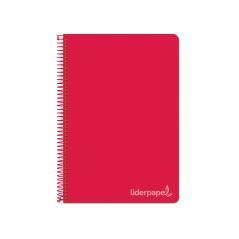 Cuaderno espiral liderpapel folio witty tapa dura 80h 75gr cuadro 4mm con margen color rojo - Imagen 1