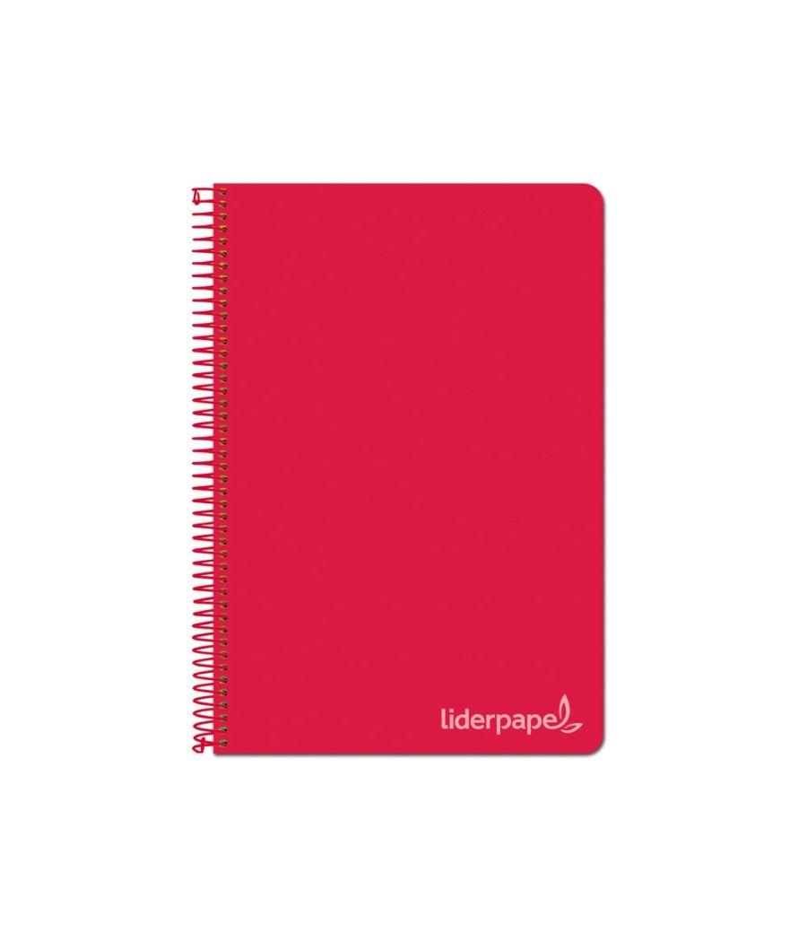 Cuaderno espiral liderpapel folio witty tapa dura 80h 75gr cuadro 4mm con margen color rojo - Imagen 1