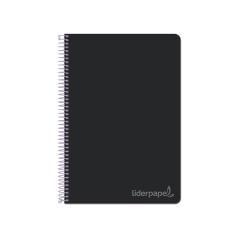 Cuaderno espiral liderpapel folio witty tapa dura 80h 75gr cuadro 4mm con margen color negro - Imagen 1