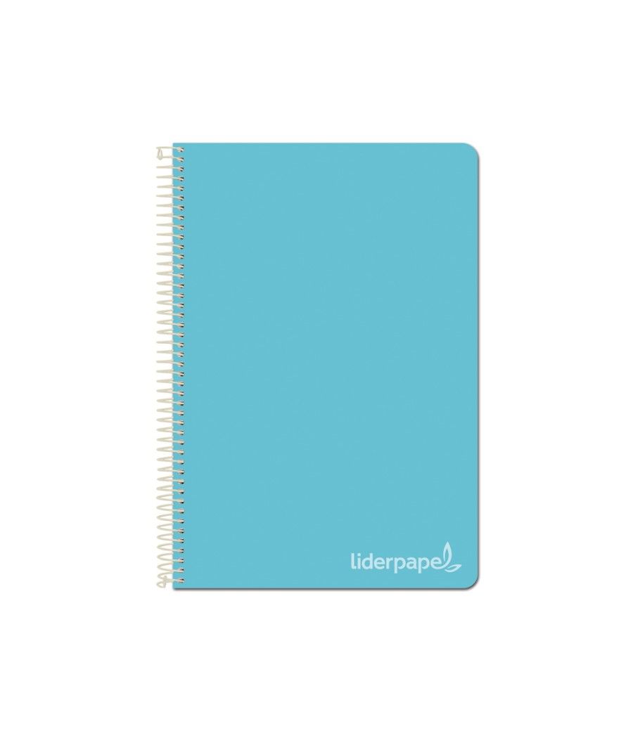 Cuaderno espiral liderpapel folio witty tapa dura 80h 75gr cuadro 4mm con margen color celeste - Imagen 1