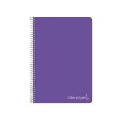 Cuaderno espiral liderpapel cuarto witty tapa dura 80h 75gr cuadro 4mm con margen color violeta - Imagen 1