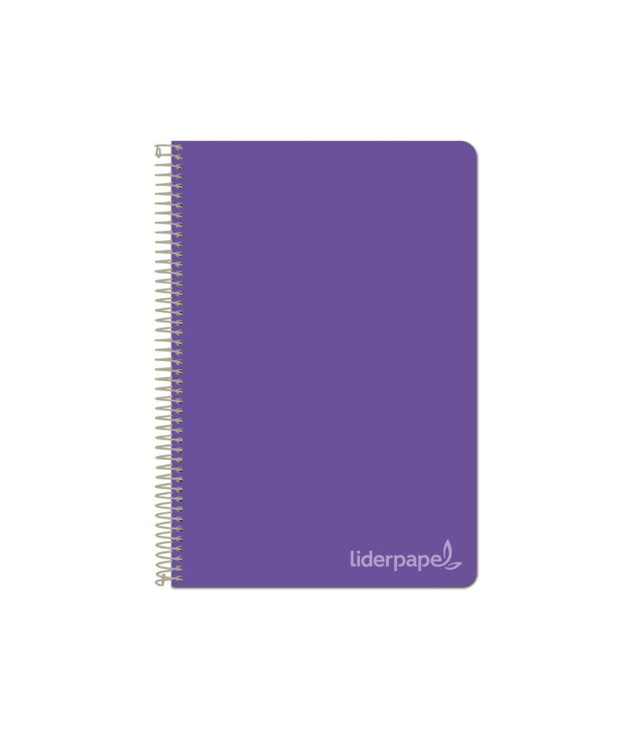 Cuaderno espiral liderpapel cuarto witty tapa dura 80h 75gr cuadro 4mm con margen color violeta - Imagen 1