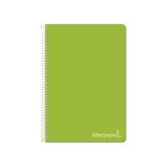 Cuaderno espiral liderpapel cuarto witty tapa dura 80h 75gr cuadro 4mm con margen color verde - Imagen 1