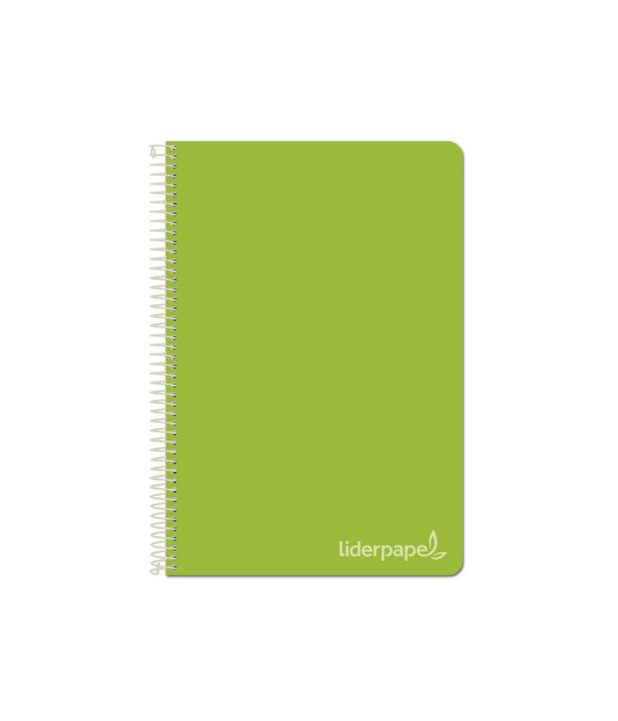 Cuaderno espiral liderpapel cuarto witty tapa dura 80h 75gr cuadro 4mm con margen color verde - Imagen 1