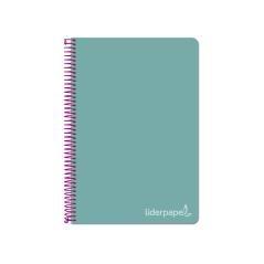 Cuaderno espiral liderpapel cuarto witty tapa dura 80h 75gr cuadro 4mm con margen color turquesa - Imagen 1