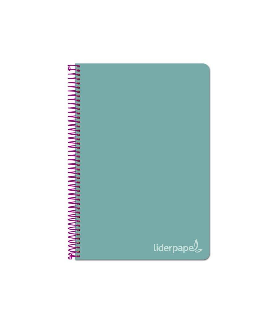 Cuaderno espiral liderpapel cuarto witty tapa dura 80h 75gr cuadro 4mm con margen color turquesa - Imagen 1