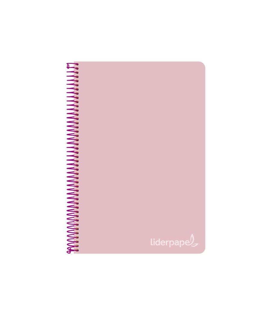 Cuaderno espiral liderpapel cuarto witty tapa dura 80h 75gr cuadro 4mm con margen color rosa - Imagen 1