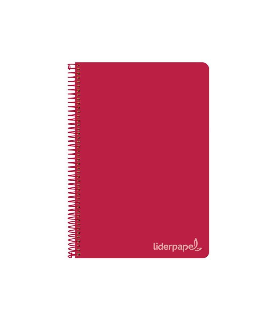 Cuaderno espiral liderpapel cuarto witty tapa dura 80h 75gr cuadro 4mm con margen color rojo - Imagen 1