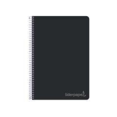 Cuaderno espiral liderpapel cuarto witty tapa dura 80h 75gr cuadro 4mm con margen color negro - Imagen 1