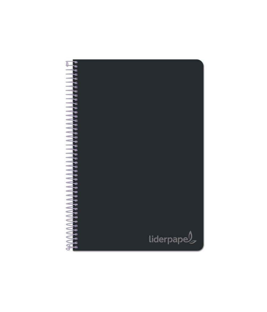 Cuaderno espiral liderpapel cuarto witty tapa dura 80h 75gr cuadro 4mm con margen color negro - Imagen 1