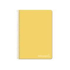 Cuaderno espiral liderpapel cuarto witty tapa dura 80h 75gr cuadro 4mm con margen color amarillo - Imagen 1