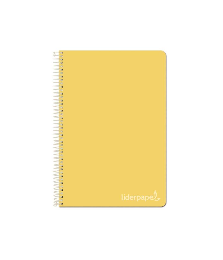 Cuaderno espiral liderpapel cuarto witty tapa dura 80h 75gr cuadro 4mm con margen color amarillo - Imagen 1