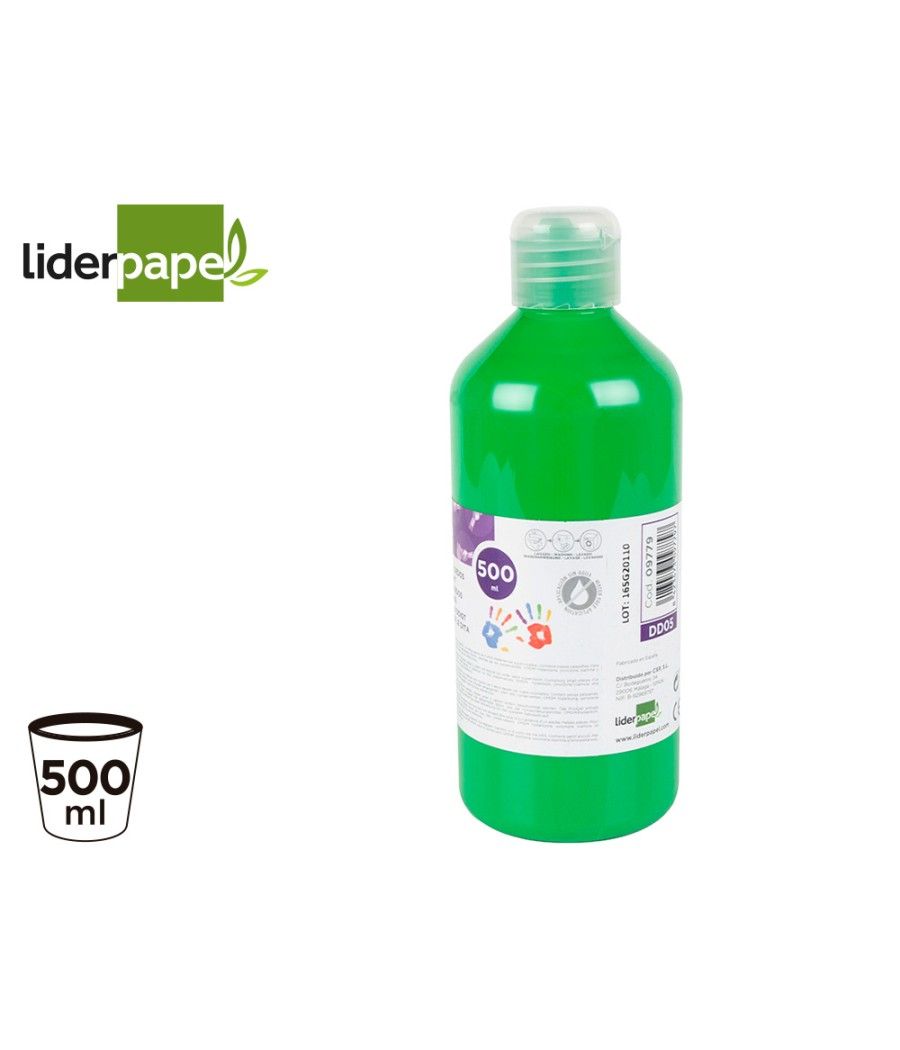 Pintura dedos liderpapel botella de 500 ml verde - Imagen 1