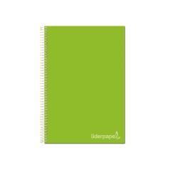 Cuaderno espiral liderpapel a4 micro jolly tapa forrada 140h 75 gr cuadro 5mm 5 bandas 4 taladros color verde - Imagen 1