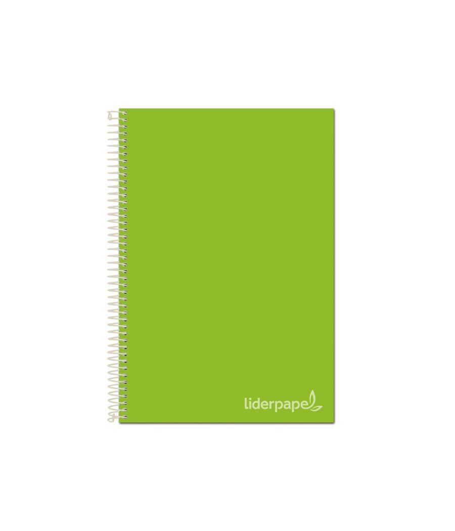 Cuaderno espiral liderpapel a4 micro jolly tapa forrada 140h 75 gr cuadro 5mm 5 bandas 4 taladros color verde - Imagen 1