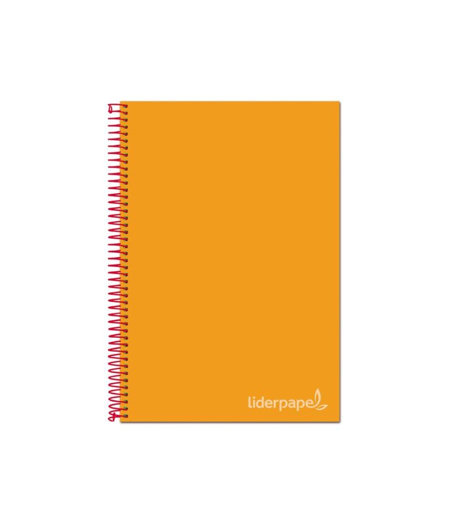 Cuaderno espiral liderpapel a4 micro jolly tapa forrada 140h 75 gr cuadro 5mm 5 bandas4 taladros color naranja - Imagen 1