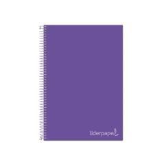 Cuaderno espiral liderpapel a4 micro jolly tapa forrada 140h 75 gr cuadro 5mm 5 bandas 4 taladros color lila - Imagen 1