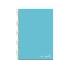 Cuaderno espiral liderpapel a4 micro jolly tapa forrada 140h 75 gr cuadro 5mm 5 bandas4 taladros color celeste - Imagen 1