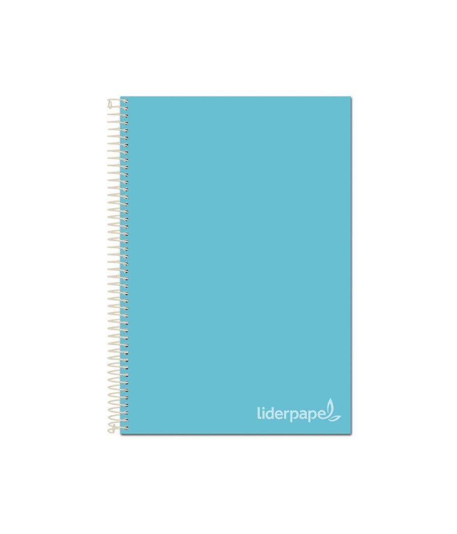 Cuaderno espiral liderpapel a4 micro jolly tapa forrada 140h 75 gr cuadro 5mm 5 bandas4 taladros color celeste - Imagen 1